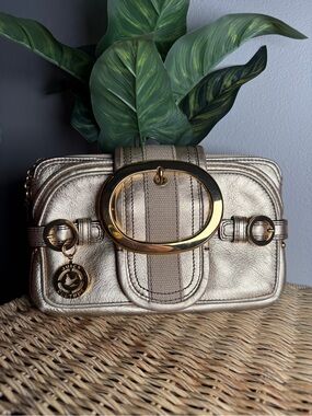 Juicy Couture Metallic Gold Clutch with Gold Hardware